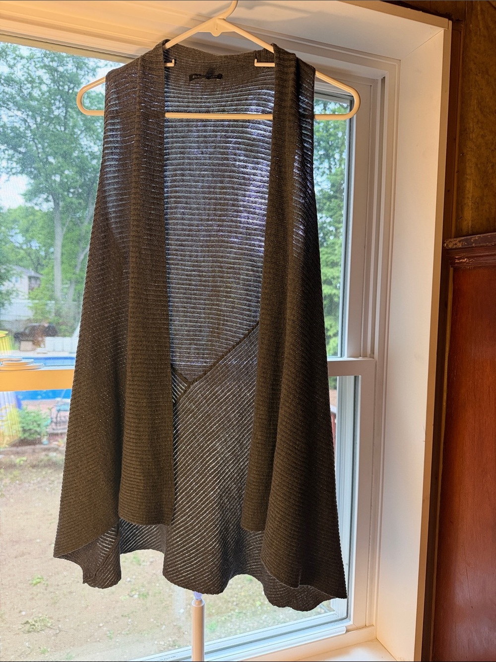 Eileen Fisher XS, light weight wool vest, slight waterfall style to front